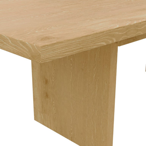 Alpine Furniture Donte Extension Dining Table With Self-Storing Leaf, Rubberwood & Oak Veneer, Double-Pedestal Design Natural 6798NAT-01