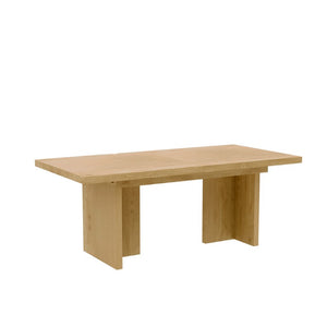Alpine Furniture Donte Extension Dining Table With Self-Storing Leaf, Rubberwood & Oak Veneer, Double-Pedestal Design Natural 6798NAT-01