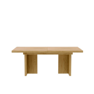 Alpine Furniture Donte Extension Dining Table With Self-Storing Leaf, Rubberwood & Oak Veneer, Double-Pedestal Design Natural 6798NAT-01