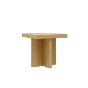 Alpine Furniture Donte Sculptural End Table With Geometric Silhouette — Compact 22" Square Surface, Durable Wood Grain Finish Natural 6798NAT-62