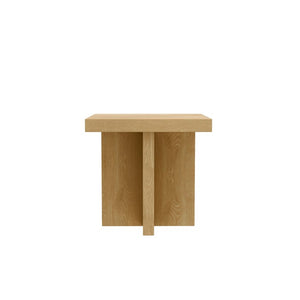 Alpine Furniture Donte Sculptural End Table With Geometric Silhouette — Compact 22" Square Surface, Durable Wood Grain Finish Natural 6798NAT-62