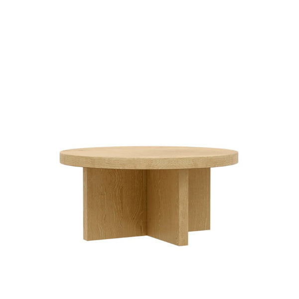 Alpine Furniture Donte Round Coffee Table — 36" Low-Profile Sculptural Pedestal Table, Warm Wood Grain Centerpiece For Cozy Gatherings Natural 6798NAT-65