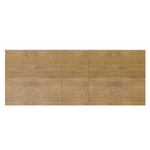 Alpine Furniture Donte Extension Dining Table With Self-Storing Leaf, Rubberwood & Oak Veneer, Double-Pedestal Design Oak 6798OAK-01