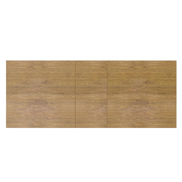 Alpine Furniture Donte Extension Dining Table With Self-Storing Leaf, Rubberwood & Oak Veneer, Double-Pedestal Design Oak 6798OAK-01