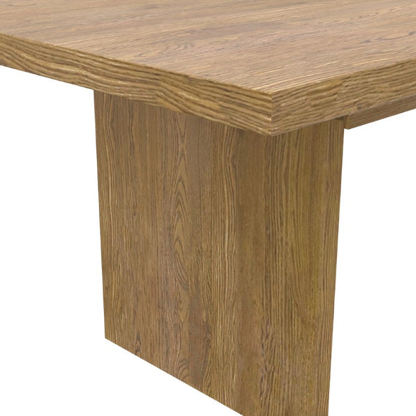 Alpine Furniture Donte Extension Dining Table With Self-Storing Leaf, Rubberwood & Oak Veneer, Double-Pedestal Design Oak 6798OAK-01