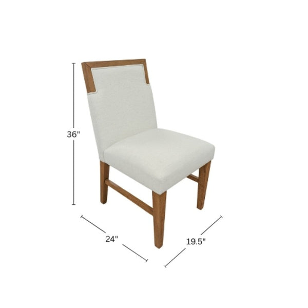 Alpine Furniture Donte Oak Side Chairs Set Of 2 — Warm Oak Finish, Cream Upholstery, Solid Rubberwood Comfort 6798OAK-02