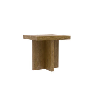 Alpine Furniture Donte Sculptural End Table With Geometric Silhouette — Compact 22" Square Surface, Durable Wood Grain Finish Oak 6798OAK-62