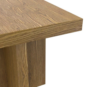 Alpine Furniture Donte Sculptural End Table With Geometric Silhouette — Compact 22" Square Surface, Durable Wood Grain Finish Oak 6798OAK-62