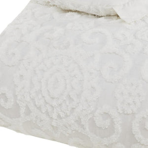 HomeRoots Set of Three Elegant White Medallion Comforter and Sham Bedding Set for Serene Decor Bliss 679902