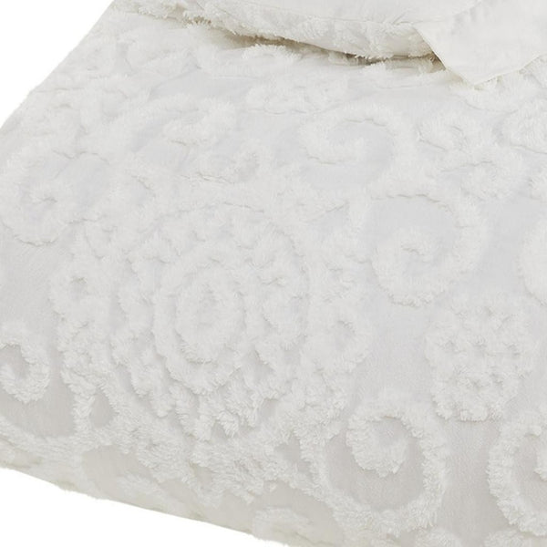 HomeRoots Set of Three Elegant White Medallion Comforter and Sham Bedding Set for Serene Decor Bliss 679902