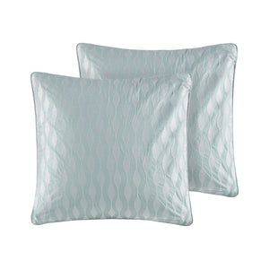 HomeRoots Set of Four White and Aqua Ring Stitch Comforter & Sham Set - Mid-Century Modern Bedroom Decor 679904