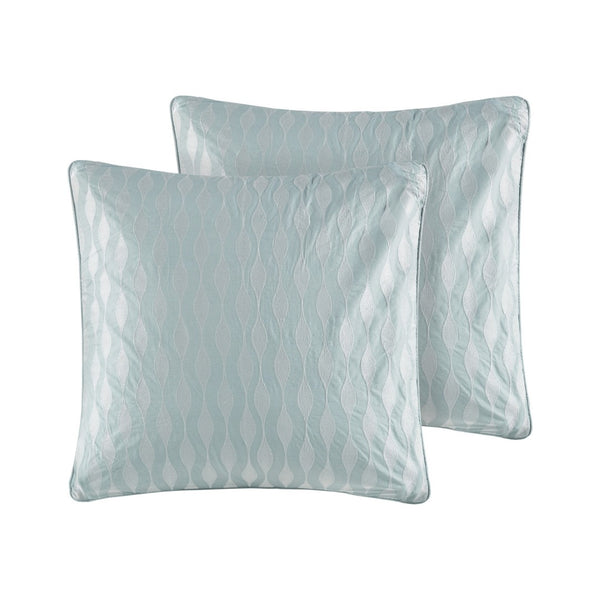 HomeRoots Set of Four White and Aqua Ring Stitch Comforter & Sham Set - Mid-Century Modern Bedroom Decor 679904