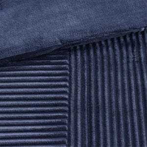 HomeRoots Set of Three Blue King Bedding Ensemble with Textured Stitch Comforter and Shams for Summer Style 679905