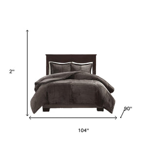 HomeRoots Set of Three Taupe King Comforter and Shams - Soft Polyester, Mid-Century Style for Cozy Bedrooms 679906