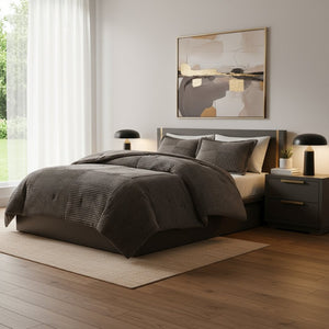 HomeRoots Set of Three Taupe King Comforter and Shams - Soft Polyester, Mid-Century Style for Cozy Bedrooms 679906