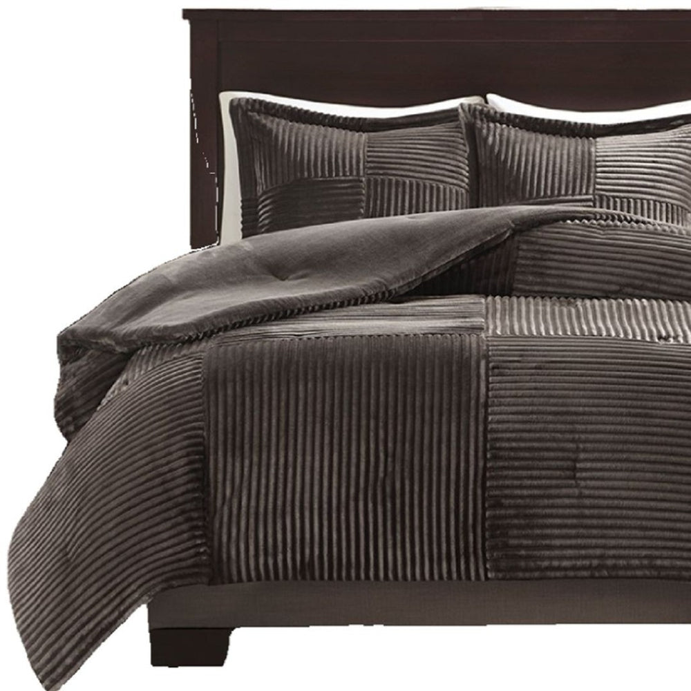 HomeRoots Set of Three Taupe Comforter and Shams - Elegant Quilted Design for a Luxurious Bedroom Upgrade 679907