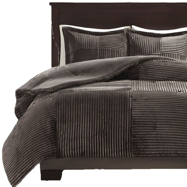 HomeRoots Set of Three Taupe Comforter and Shams - Elegant Quilted Design for a Luxurious Bedroom Upgrade 679907
