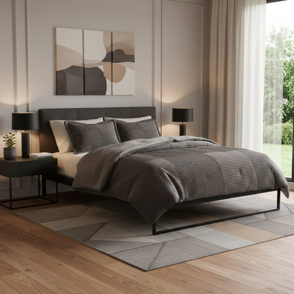 HomeRoots Set of Three Taupe Comforter and Shams - Elegant Quilted Design for a Luxurious Bedroom Upgrade 679907