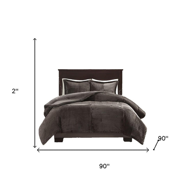 HomeRoots Set of Three Taupe Comforter and Shams - Elegant Quilted Design for a Luxurious Bedroom Upgrade 679907