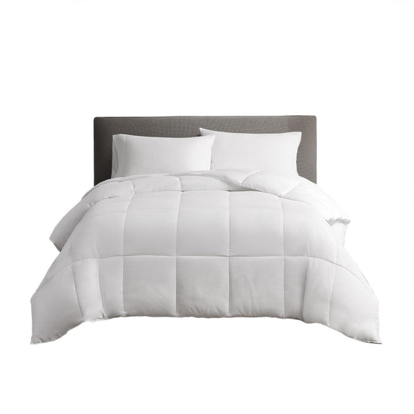 HomeRoots White Ring Stitch Comforter Set – Luxurious 400 Thread Count with Matching Sham for Elegant Bedrooms 679908