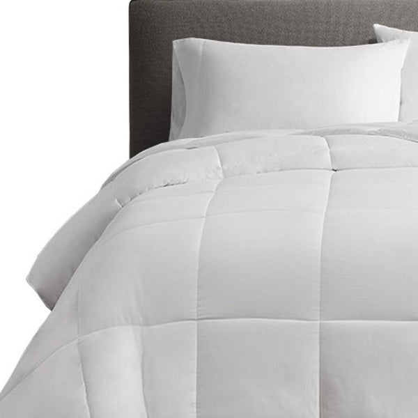 HomeRoots White Ring Stitch Comforter Set – Luxurious 400 Thread Count with Matching Sham for Elegant Bedrooms 679908