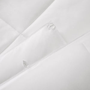 HomeRoots Set of Two White Ring Stitch Polyester Sham and Comforter - Lightweight, Elegant Bed Ensemble 679909