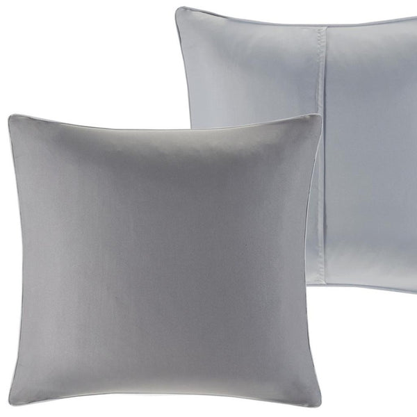 HomeRoots Set of Eight Elegant Gray and Ivory Damask Sham & Comforter – Soft, Lightweight, Stylish Bedding Set 679911
