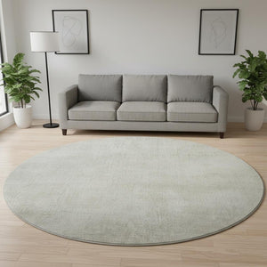 HomeRoots 8' Beige and Taupe Round Washable Rug with UV Protection - Modern Abstract Design for Living Spaces 679914