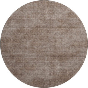 HomeRoots 8' Brown and Taupe Abstract Washable Round Rug - Durable, UV Protected, Stylish & Pet-Friendly Design 679920