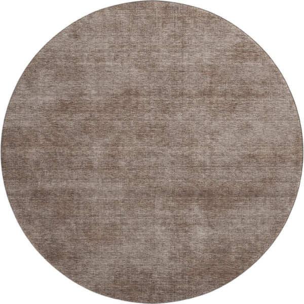 HomeRoots 8' Brown and Taupe Abstract Washable Round Rug - Durable, UV Protected, Stylish & Pet-Friendly Design 679920