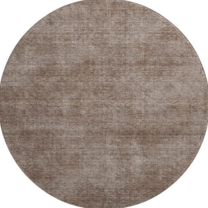 HomeRoots 8' Brown and Taupe Abstract Washable Round Rug - Durable, UV Protected, Stylish & Pet-Friendly Design 679920