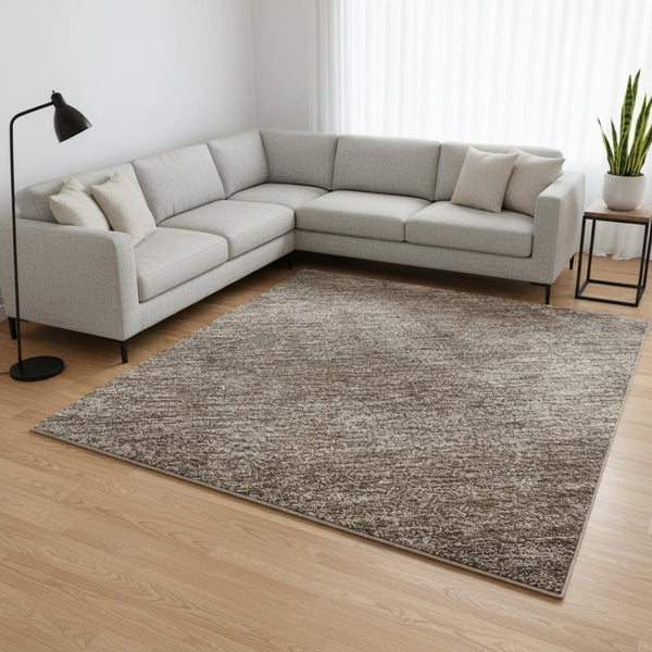 HomeRoots 10' X 14' Modern Brown and Taupe Abstract Area Rug with UV Protection, Stain Resistance, Washable Design 679923