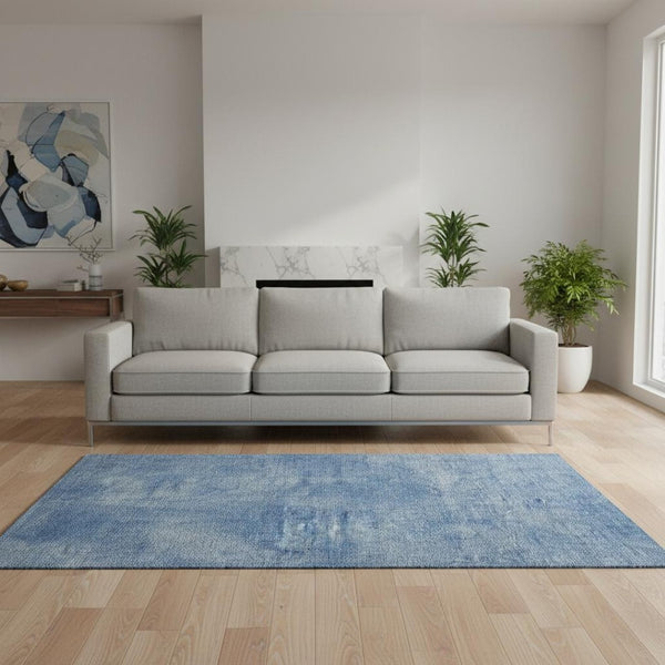 HomeRoots 5' X 8' Blue and Gray Abstract Washable Area Rug with UV Protection for Family Homes & Pets 679925