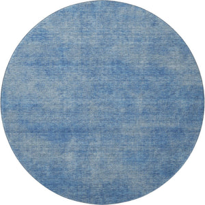 HomeRoots 8' Blue and Gray Abstract Washable Round Rug - Durable, Stain-Resistant, UV-Protected for Homes 679926