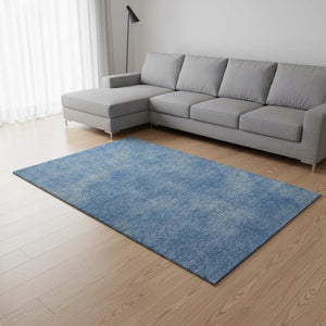 HomeRoots 9' X 12' Contemporary Blue and Gray Abstract Area Rug - Washable, UV Protected, Stain Resistant! 679928