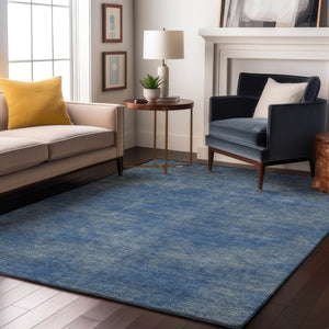 HomeRoots 10' X 14' Blue and Gray Abstract Area Rug - Washable, UV-Protected, Durable for High-Traffic Spaces 679929