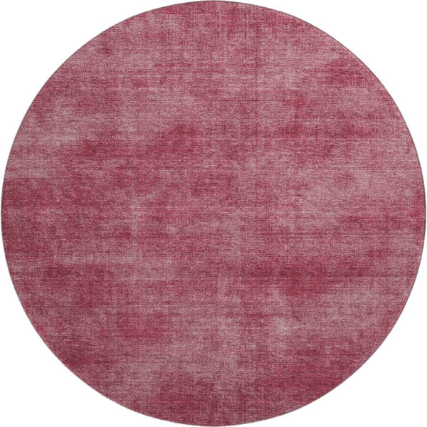 HomeRoots 8' Washable Burgundy and Blush Abstract Round Rug with UV Protection – Durable, Stylish, Easy Care! 679932