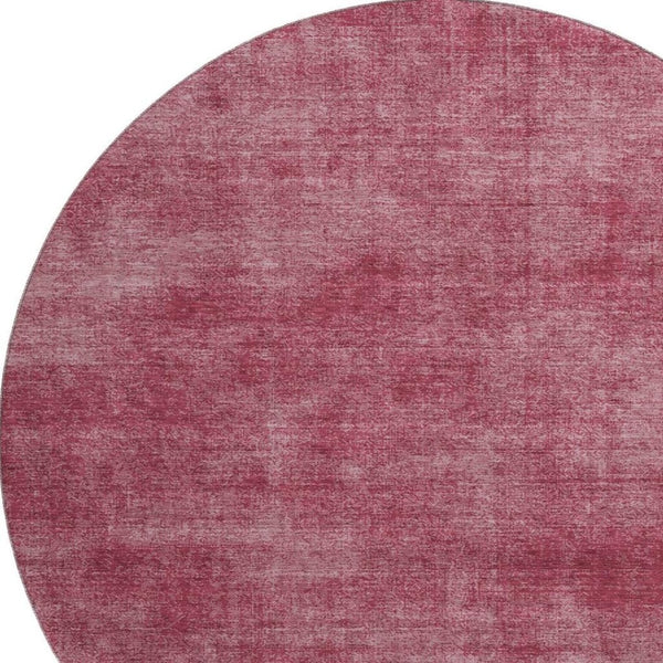 HomeRoots 8' Washable Burgundy and Blush Abstract Round Rug with UV Protection – Durable, Stylish, Easy Care! 679932