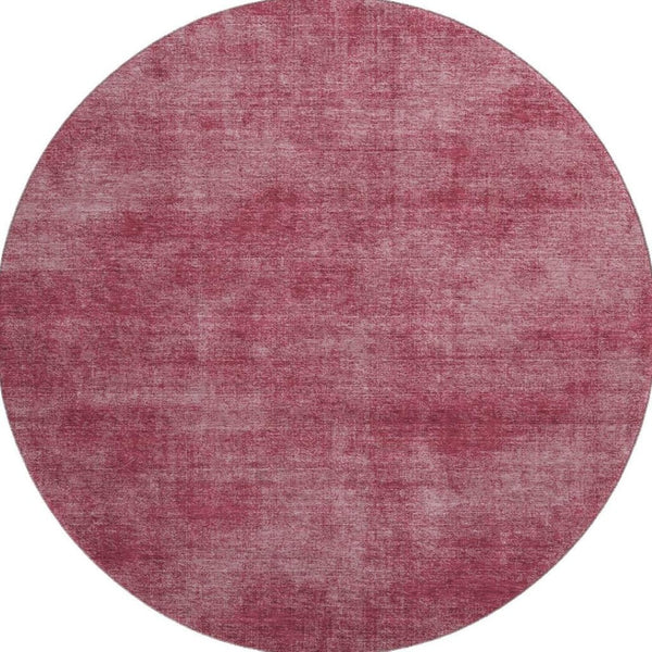 HomeRoots 8' Washable Burgundy and Blush Abstract Round Rug with UV Protection – Durable, Stylish, Easy Care! 679932