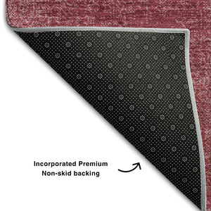HomeRoots 8' X 10' Burgundy & Blush Abstract Washable Area Rug - Modern, Durable, UV-Protected & Stylish! 679933