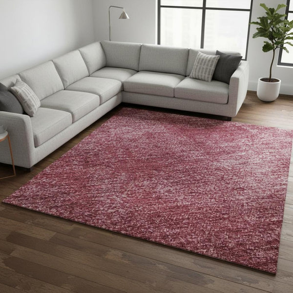 HomeRoots 9' X 12' Modern Burgundy & Blush Abstract Washable Area Rug with UV Protection for Stylish Spaces 679934
