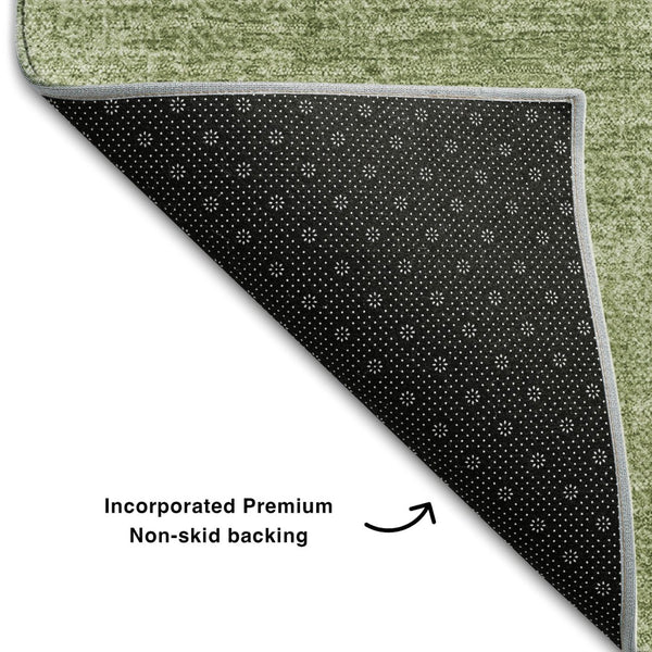 HomeRoots 5' X 8' Green and Ivory Abstract Area Rug - Washable, UV Protected, Perfect for High-Traffic Spaces! 679937