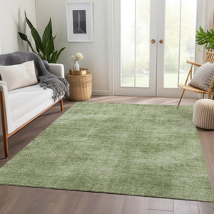 HomeRoots 5' X 8' Green and Ivory Abstract Area Rug - Washable, UV Protected, Perfect for High-Traffic Spaces! 679937