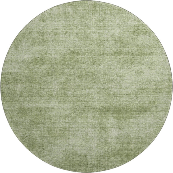 HomeRoots 8' Green and Ivory Abstract Round Rug - Washable, UV Protected, Stain Resistant, Durable Design 679938