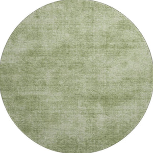 HomeRoots 8' Green and Ivory Abstract Round Rug - Washable, UV Protected, Stain Resistant, Durable Design 679938