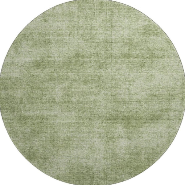 HomeRoots 8' Green and Ivory Abstract Round Rug - Washable, UV Protected, Stain Resistant, Durable Design 679938