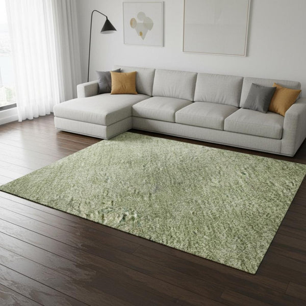 HomeRoots 8' X 10' Green and Ivory Abstract Washable Area Rug - UV Protected, Durable & Stylish for Every Home 679939