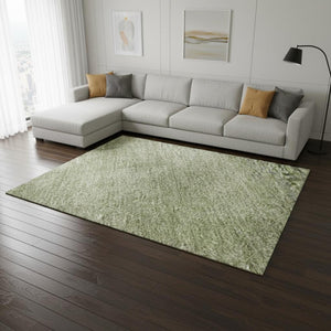 HomeRoots 9' X 12' Washable Green And Ivory Abstract Area Rug with UV Protection for Stylish Home Décor 679940