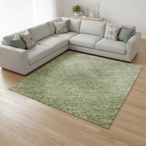 HomeRoots 10' Green & Ivory Abstract Area Rug - Washable, UV Protected, Stylish & Durable for High-Traffic Homes 679941