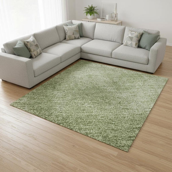 HomeRoots 10' Green & Ivory Abstract Area Rug - Washable, UV Protected, Stylish & Durable for High-Traffic Homes 679941